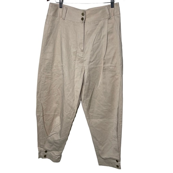 Ulla Johnson Light beige Tan tapered leg high rise pants sz 12